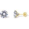 imagePAVOI 14K Real Gold Studs Moissanite Earrings for Women  024 Carat Round Lab Created Moissanite Stone Solid Gold Stud Earrings Men06CTPair  4mm