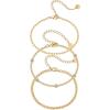 imagePAVOI 18K Gold Plated Chain Bracelet Pack for Women  Jewelry Set of 5 Stackable Bracelets Paperclip Snake Rope Figaro Beaded Chains3Piece Set
