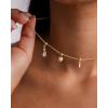 imagePAVOI Adjustable Whimsical Gold Charm Necklace for Women 14K Gold Plated Cute Dainty Pendant Necklaces with Charms Set Hypoallergenic Chain Trendy Cubic Zirconia Heart Religious Sports Pearl PendantWhite Gold