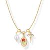 imagePAVOI Adjustable Whimsical Gold Charm Necklace for Women 14K Gold Plated Cute Dainty Pendant Necklaces with Charms Set Hypoallergenic Chain Trendy Cubic Zirconia Heart Religious Sports Pearl PendantYellow Gold