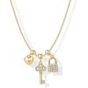 imagePAVOI Adjustable Whimsical Gold Charm Necklace for Women 14K Gold Plated Cute Dainty Pendant Necklaces with Charms Set Hypoallergenic Chain Trendy Cubic Zirconia Heart Religious Sports Pearl PendantYellow Gold