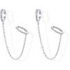 imagePAVOI 14K Gold Chain Earrings for Women  Double Piercing Dangle Chain Huggie Hoop Earrings  Cubic Zirconia Pearl Stud Ear Cuff Earrings for WomenWhite Gold