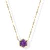 imagePAVOI 14K Gold Plated Gemstone Pendant Necklace  Dainty Chain Necklaces for Women  Amethyst Onyx Green Fluorite Labradorite Pearl Rose Quartz Agate Sodalite Turquoise Gemstone PendantsYellow Gold