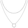 imagePAVOI 14K Gold Plated Layering Necklaces  Stylish Minimalist Design Pendant Necklaces  Bar Circle Lotus Disc Dog Tag Horizontal Bar Pendants for WomenWhite Gold