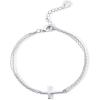 imagePAVOI 14K Gold Plated Sideways Cross Bracelet for Women  Religious Cubic Zirconia Station Bracelet  Confirmation GiftWhite Gold