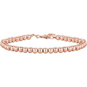 imagePAVOI 14K Gold Plated Beaded Cuban Cubic Zirconia Simulated Diamond Station Infinity Chain Bracelets for Women  Adjustable Chain BraceletRose Gold