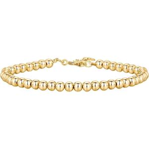 imagePAVOI 14K Gold Plated Beaded Cuban Cubic Zirconia Simulated Diamond Station Infinity Chain Bracelets for Women  Adjustable Chain BraceletYellow Gold