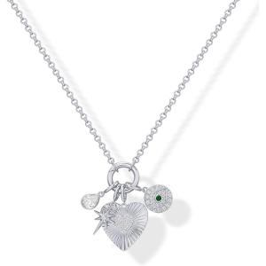 imagePAVOI 14K Gold Plated Cluster Toggle Pendant Heart Charm Necklace for Women  Chain Heart Star Gemstone Evil Eye Teardrop Cubic Zirconia Pendant Gold Charms NecklacesWhite Gold