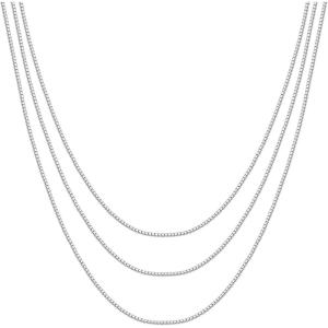 imagePAVOI 14K Gold Plated Dainty Layering Necklaces for Women  Snake Chain Curb Link Paperclip Layered Chains  Trendy Layering NecklaceWhite Gold