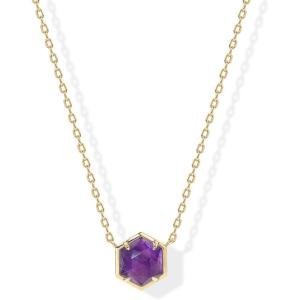 imagePAVOI 14K Gold Plated Gemstone Pendant Necklace  Dainty Chain Necklaces for Women  Amethyst Onyx Green Fluorite Labradorite Pearl Rose Quartz Agate Sodalite Turquoise Gemstone PendantsYellow Gold