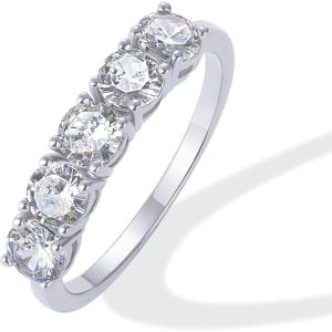 imagePAVOI 14K Gold Plated Premium Cubic Zirconia Engagement Ring for Women  Promise Eternity Ring JewelryWhite Gold