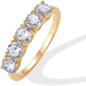 imagePAVOI 14K Gold Plated Premium Cubic Zirconia Engagement Ring for Women  Promise Eternity Ring JewelryYellow Gold