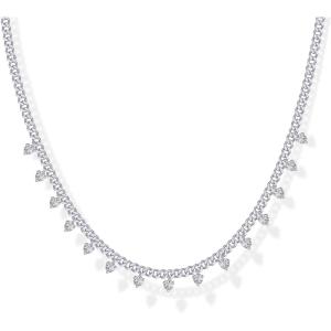 imagePAVOI 14K Gold Plated Station Necklace  Simulated Diamond BTY Layering Necklaces  Womens CZ ChainWhite Gold