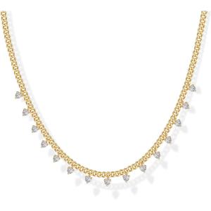 imagePAVOI 14K Gold Plated Station Necklace  Simulated Diamond BTY Layering Necklaces  Womens CZ ChainYellow Gold