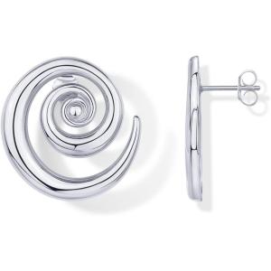 imagePAVOI 14K Gold Plated Sterling Silver Posts Statement Spiral Stud Earrings for Women  Trendy Chunky Drop EarringsWhite Gold