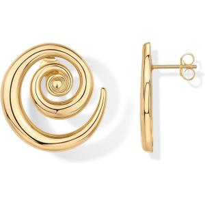 imagePAVOI 14K Gold Plated Sterling Silver Posts Statement Spiral Stud Earrings for Women  Trendy Chunky Drop EarringsYellow Gold