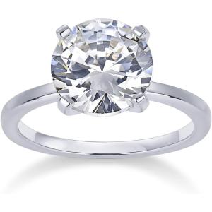 imagePAVOI 18K Sterling Silver Gold Round Cut Solitare 15 CT Moissanite Engagement Rings for Women  Moissanite Wedding Band for Women  Stone Promise RingsWhite Gold