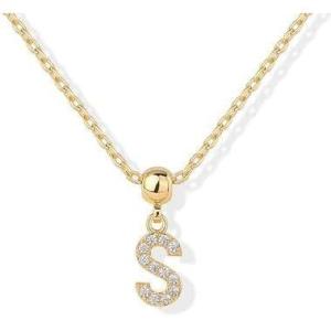 imagePAVOI Adjustable Gold Charm Necklace for Women  14K Gold Plated Chain Dainty Initial Necklaces for Women  Trendy Letter Zodiac Birthstone Cubic Zirconia Charm Pendants  Hypoallergenic Jewelry GiftYellow Gold