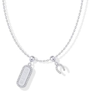 imagePAVOI Adjustable Whimsical Gold Charm Necklace for Women 14K Gold Plated Cute Dainty Pendant Necklaces with Charms Set Hypoallergenic Chain Trendy Cubic Zirconia Heart Religious Sports Pearl PendantWhite Gold