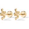 imagePAVOI 14K Gold Plated 925 Sterling Silver Posts Pair of Flat Back Stud Earrings for Women  Cartilage Helix Piercing  Heart Moon Snake Smiley Butterfly Yin and Yang North Star EarringSnake