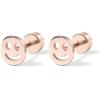 imagePAVOI 14K Gold Plated 925 Sterling Silver Posts Pair of Flat Back Stud Earrings for Women  Cartilage Helix Piercing  Heart Moon Snake Smiley Butterfly Yin and Yang North Star EarringSmiley