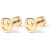 imagePAVOI 14K Gold Plated 925 Sterling Silver Posts Pair of Flat Back Stud Earrings for Women  Cartilage Helix Piercing  Heart Moon Snake Smiley Butterfly Yin and Yang North Star EarringSmiley