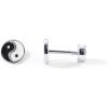 imagePAVOI 14K Gold Plated 925 Sterling Silver Posts Pair of Flat Back Stud Earrings for Women  Cartilage Helix Piercing  Heart Moon Snake Smiley Butterfly Yin and Yang North Star EarringYin and Yang