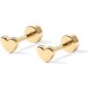 imagePAVOI 14K Gold Plated 925 Sterling Silver Posts Pair of Flat Back Stud Earrings for Women  Cartilage Helix Piercing  Heart Moon Snake Smiley Butterfly Yin and Yang North Star EarringHeart