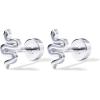imagePAVOI 14K Gold Plated 925 Sterling Silver Posts Pair of Flat Back Stud Earrings for Women  Cartilage Helix Piercing  Heart Moon Snake Smiley Butterfly Yin and Yang North Star EarringSnake