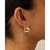 imagePAVOI 14K Gold Plated Bold Chunky Dupe Heart Hoop Earrings for Women  Gold Earring PairHeart