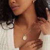 imagePAVOI 14K Gold Plated Engraved Hammered Oval Coin Pendant Necklace for Women  Hamsa Stars Bohemian Pendant Adjustable Chain Necklaces  Calm Inspirational Secret PhrasesWhite Gold