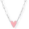 imagePAVOI 14K Gold Plated Heart Enamel Pendant Necklace for Women  Love Paperclip Chain Necklaces  Blue Pink Purple White Enamel Heart PendantsWhite Gold