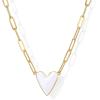 imagePAVOI 14K Gold Plated Heart Enamel Pendant Necklace for Women  Love Paperclip Chain Necklaces  Blue Pink Purple White Enamel Heart PendantsYellow Gold