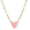 imagePAVOI 14K Gold Plated Heart Enamel Pendant Necklace for Women  Love Paperclip Chain Necklaces  Blue Pink Purple White Enamel Heart PendantsYellow Gold