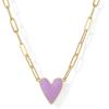 imagePAVOI 14K Gold Plated Heart Enamel Pendant Necklace for Women  Love Paperclip Chain Necklaces  Blue Pink Purple White Enamel Heart PendantsYellow Gold