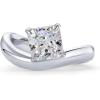 imagePAVOI 14K Gold Plated Premium Cubic Zirconia Square Solitaire Engagement Ring for Women  Unique Wavy Promise and Fake Wedding RingWhite Gold