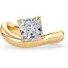imagePAVOI 14K Gold Plated Premium Cubic Zirconia Square Solitaire Engagement Ring for Women  Unique Wavy Promise and Fake Wedding RingYellow Gold