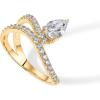 imagePAVOI 14K Gold Plated Premium Cubic Zirconia Square Solitaire Engagement Ring for Women  Unique Wavy Promise and Fake Wedding RingYellow Gold