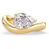 imagePAVOI 14K Gold Plated Premium Cubic Zirconia Square Solitaire Engagement Ring for Women  Unique Wavy Promise and Fake Wedding RingYellow Gold