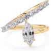 imagePAVOI 14K Gold Plated Premium Cubic Zirconia Square Solitaire Engagement Ring for Women  Unique Wavy Promise and Fake Wedding RingYellow Gold