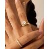 imagePAVOI 14K Gold Plated Premium Cubic Zirconia Square Solitaire Engagement Ring for Women  Unique Wavy Promise and Fake Wedding RingYellow Gold