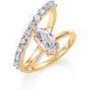imagePAVOI 14K Gold Plated Premium Cubic Zirconia Square Solitaire Engagement Ring for Women  Unique Wavy Promise and Fake Wedding RingYellow Gold