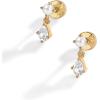 imagePAVOI 14K Gold Plated Sentimental Dangle Flat Back Earrings for Women  Helix and Cartilage Pearl Cluster Triangle Lotus Pear Marquise Cubic Zirconia Screw Back Earring PairPear