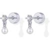 imagePAVOI 14K Gold Plated Sentimental Dangle Flat Back Earrings for Women  Helix and Cartilage Pearl Cluster Triangle Lotus Pear Marquise Cubic Zirconia Screw Back Earring PairPearl  CZ