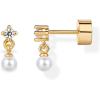 imagePAVOI 14K Gold Plated Sentimental Dangle Flat Back Earrings for Women  Helix and Cartilage Pearl Cluster Triangle Lotus Pear Marquise Cubic Zirconia Screw Back Earring PairPearl  CZ