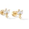 imagePAVOI 14K Gold Plated Sentimental Dangle Flat Back Earrings for Women  Helix and Cartilage Pearl Cluster Triangle Lotus Pear Marquise Cubic Zirconia Screw Back Earring PairLotus