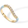 imagePAVOI 14K Gold Plated Stackable Rings for Women  Open Twist Wavy Colored Enamel and Cubic Zirconia Rings  Blue White Purple Enamel Eternity BandsYellow Gold  Blue Enamel