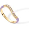 imagePAVOI 14K Gold Plated Stackable Rings for Women  Open Twist Wavy Colored Enamel and Cubic Zirconia Rings  Blue White Purple Enamel Eternity BandsYellow Gold  Purple Enamel