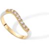 imagePAVOI 14K Gold Plated Stackable Rings for Women  Open Twist Wavy Colored Enamel and Cubic Zirconia Rings  Blue White Purple Enamel Eternity BandsYellow Gold  White Enamel