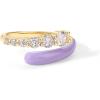 imagePAVOI 14K Gold Plated Stackable Rings for Women  Open Twist Wavy Colored Enamel and Cubic Zirconia Rings  Blue White Purple Enamel Eternity BandsYellow Gold  Purple Enamel